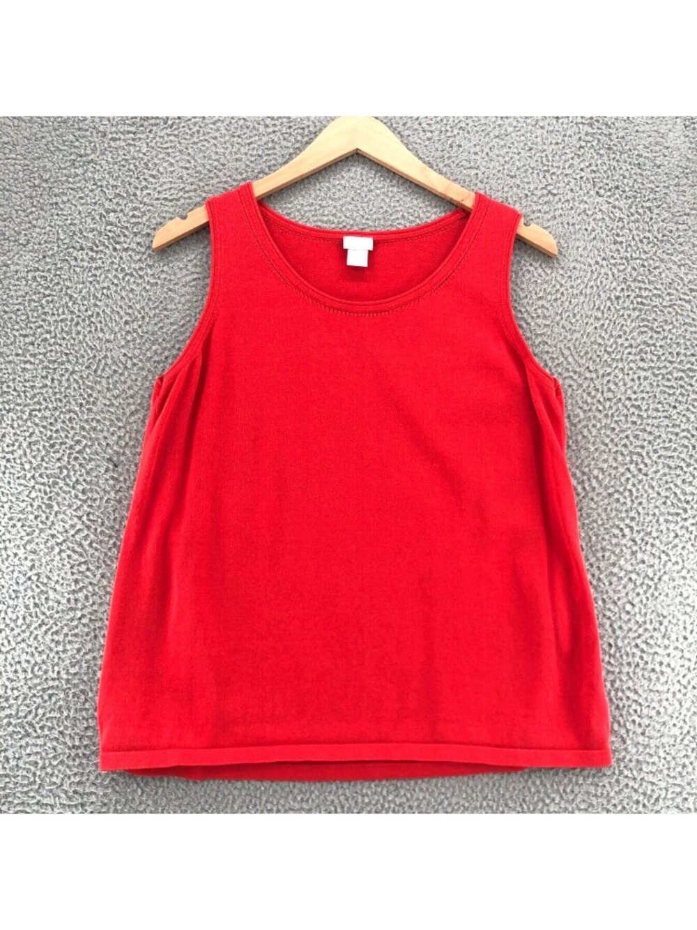 Chicos Sweater Women 2 US Large Orange Sleeveless Cotton Stretch Knit Scoop Neck